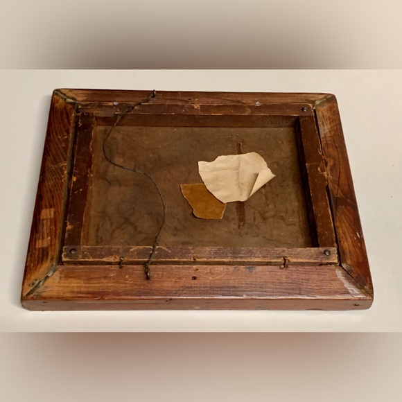 Antique Rustic Wooden Framed Oil on Canvas Portrait of Dog - Picture 8 of 11